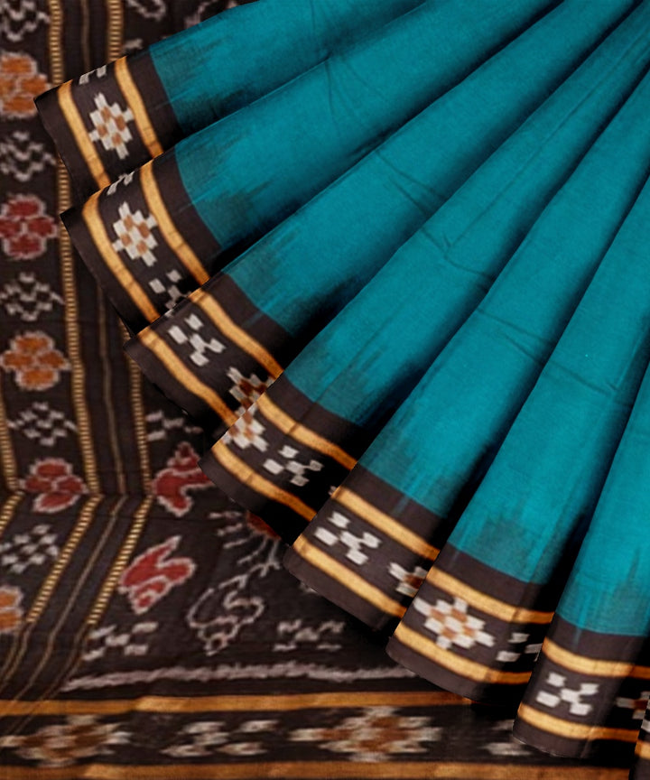 Dark green coffee cotton handwoven nuapatna saree