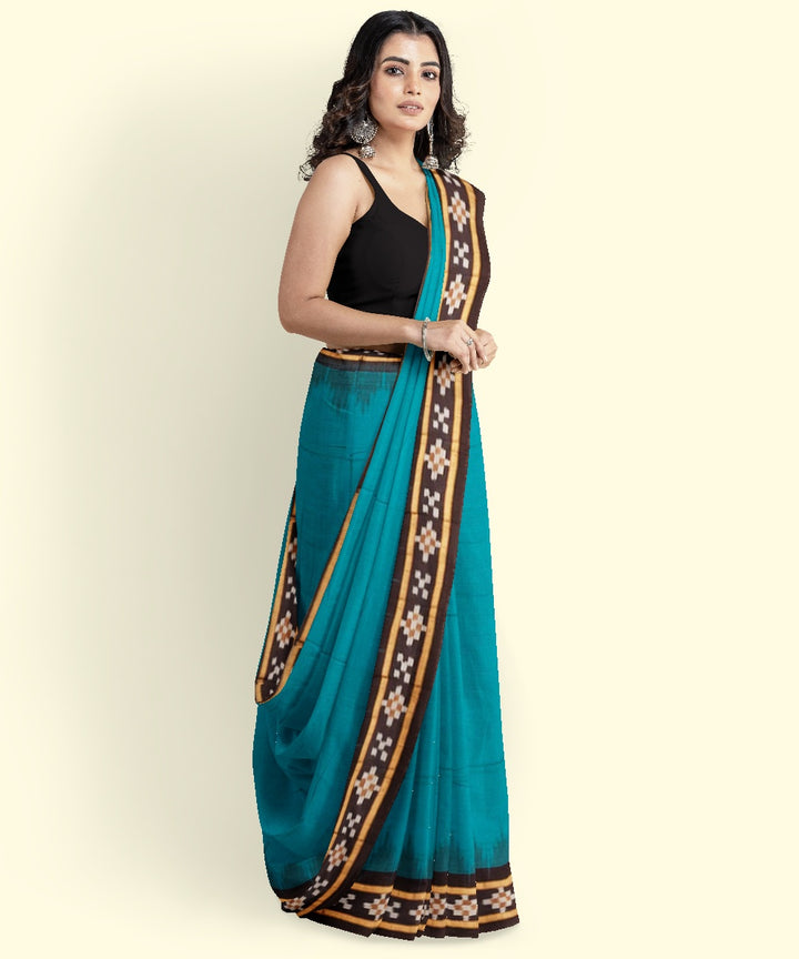 Dark green coffee cotton handwoven nuapatna saree