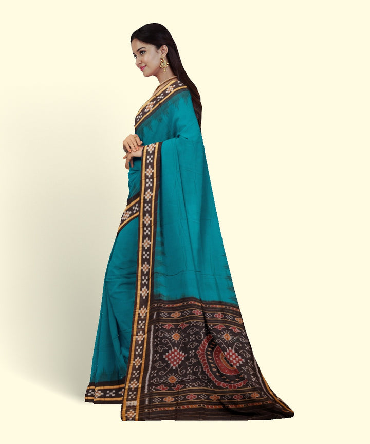 Dark green coffee cotton handwoven nuapatna saree