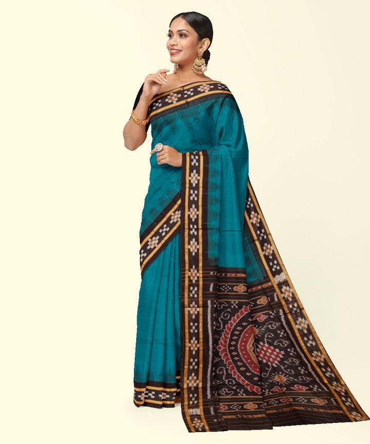 Dark green coffee cotton handwoven nuapatna saree