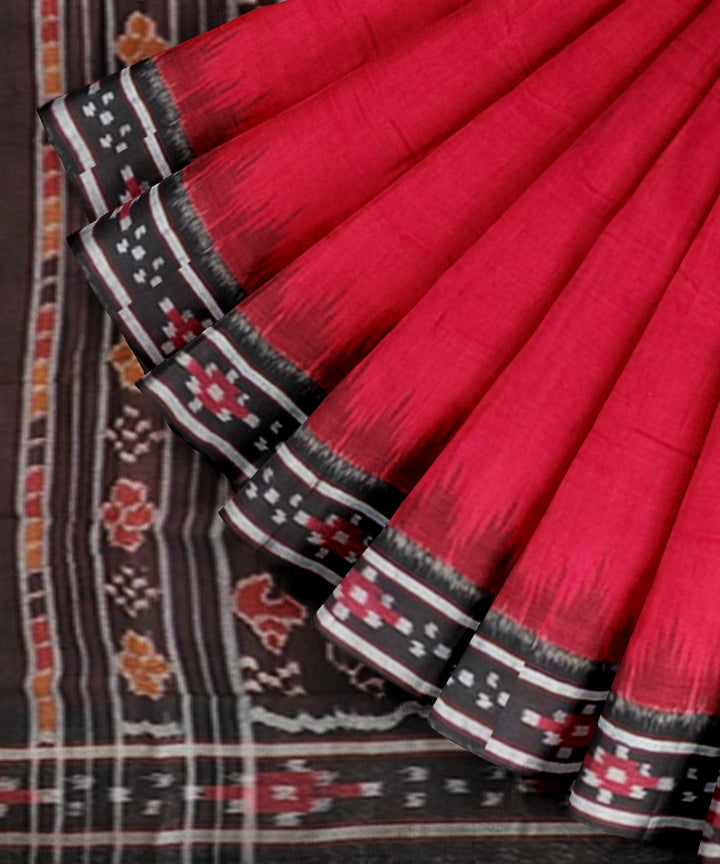 Red black cotton handwoven nuapatna saree