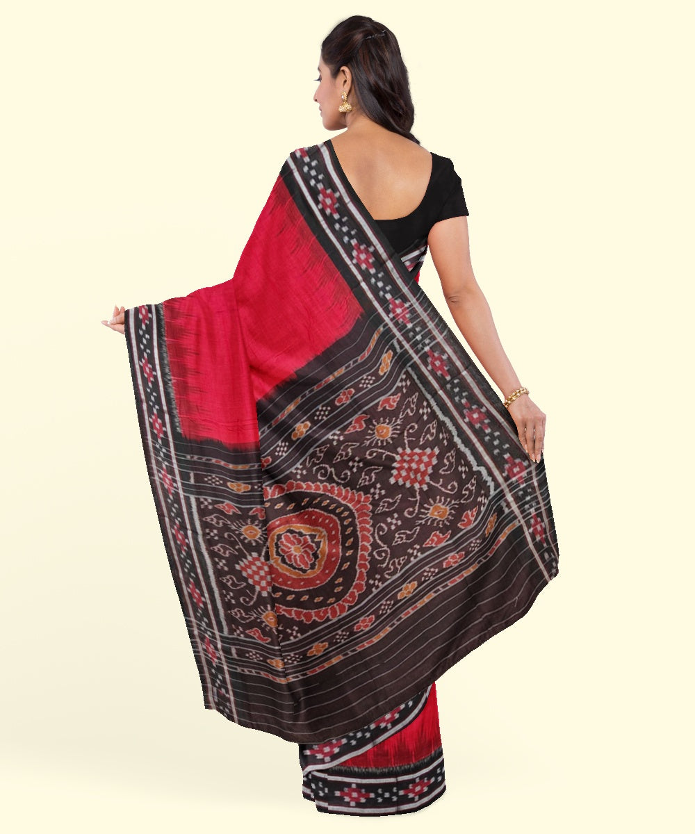 Red black cotton handwoven nuapatna saree