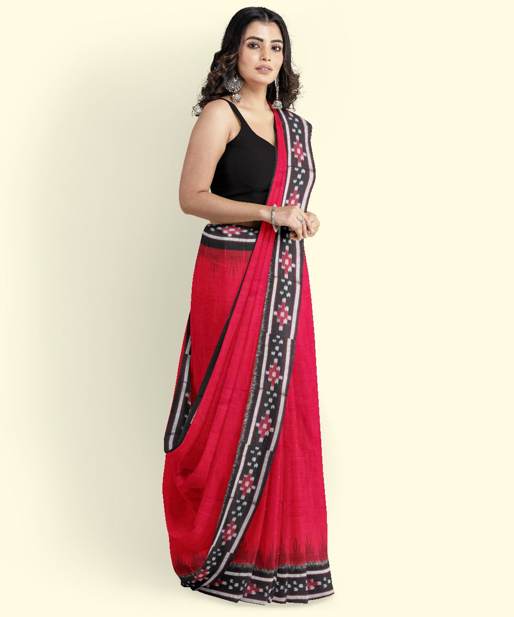 Red black cotton handwoven nuapatna saree