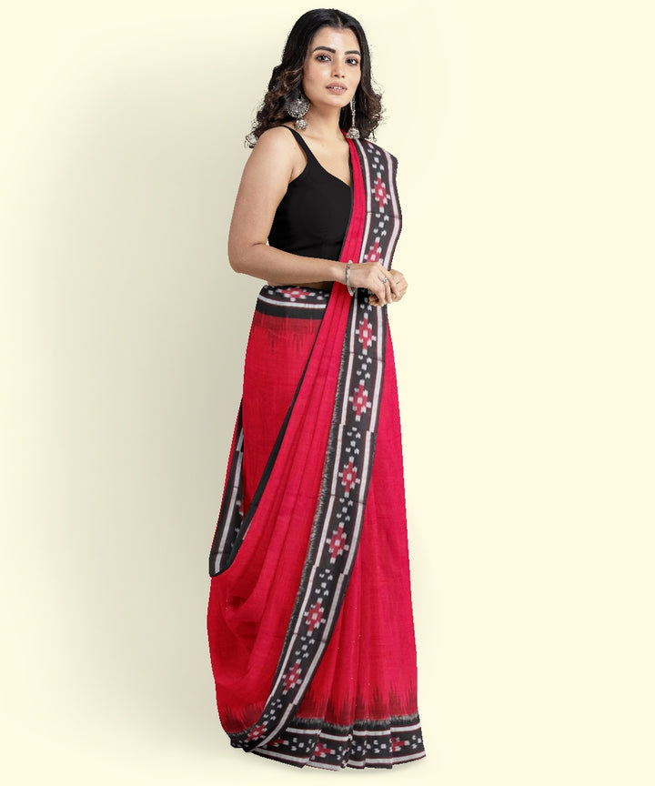 Red black cotton handwoven nuapatna saree