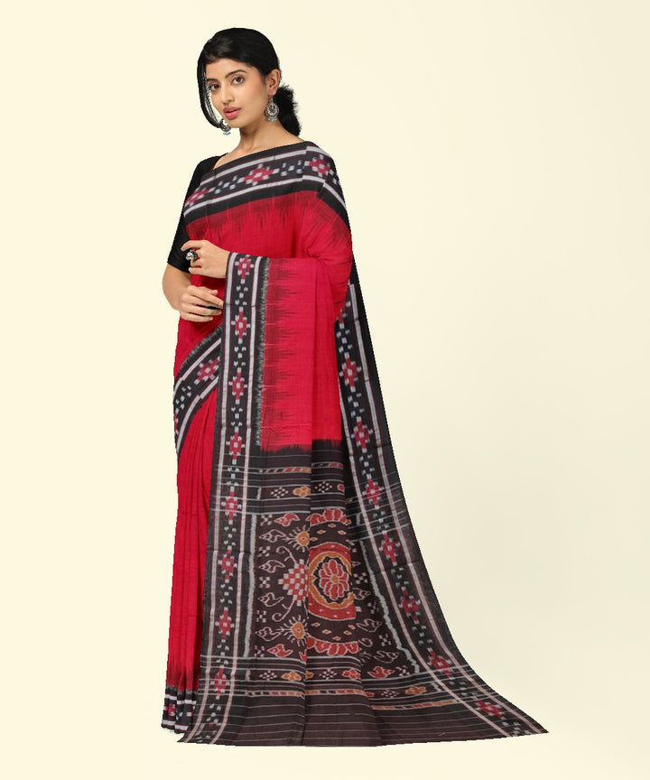 Red black cotton handwoven nuapatna saree