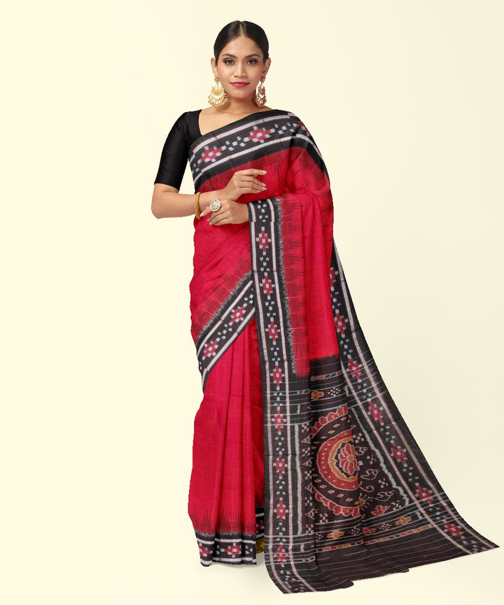 Red black cotton handwoven nuapatna saree