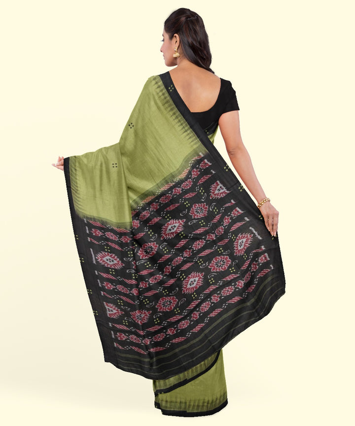 Olive green black handwoven cotton nuapatna saree