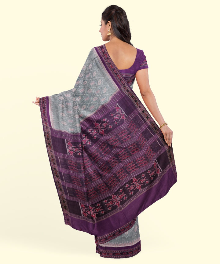Grey coffee cotton handwoven sambalpuri saree