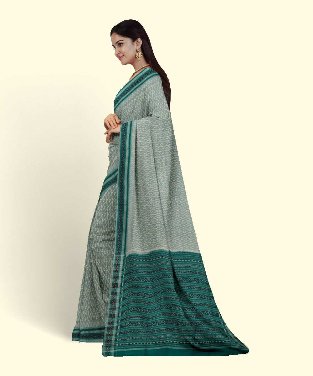 Light green handwoven cotton sambalpuri saree