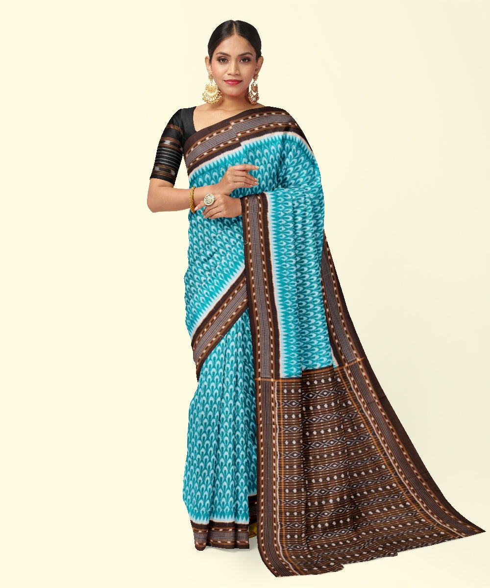 Rama green black cotton handwoven sambalpuri saree