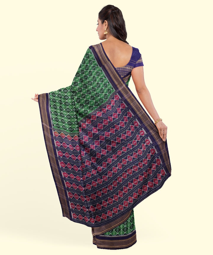 Green blue cotton handwoven sambalpuri saree