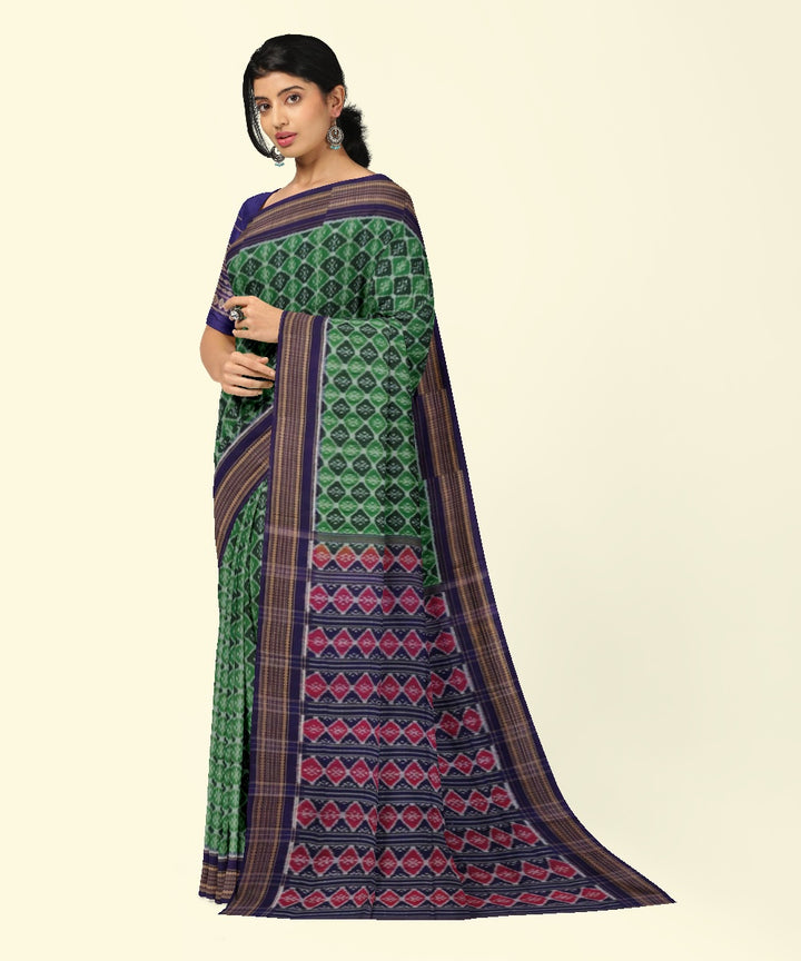 Green blue cotton handwoven sambalpuri saree