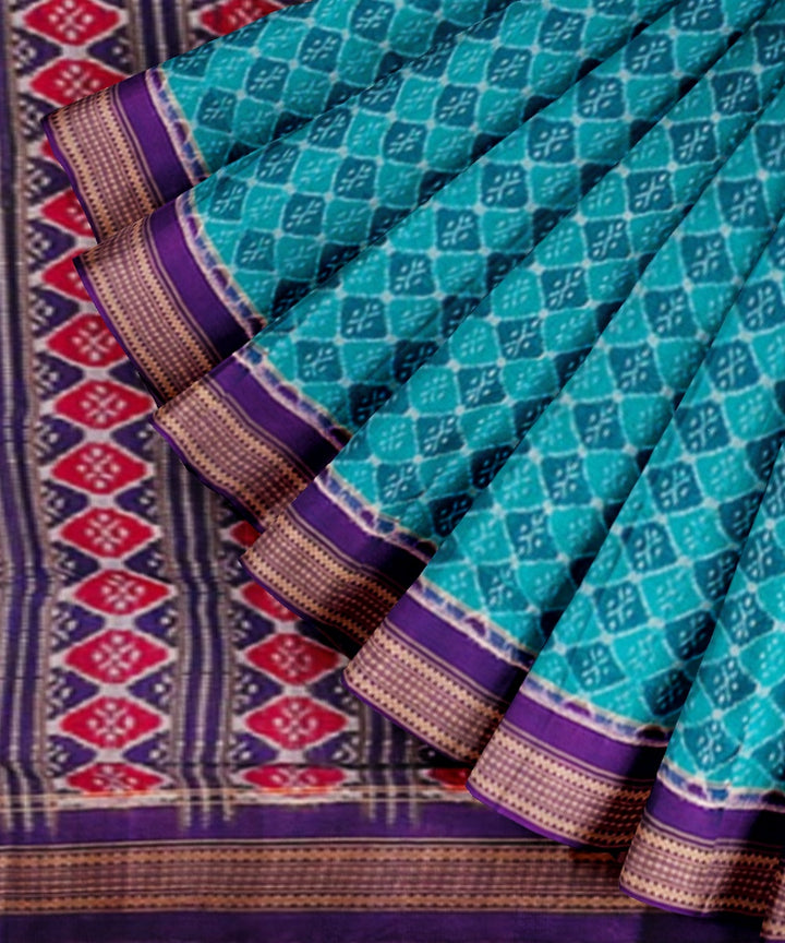 Rama green blue cotton handwoven sambalpuri saree