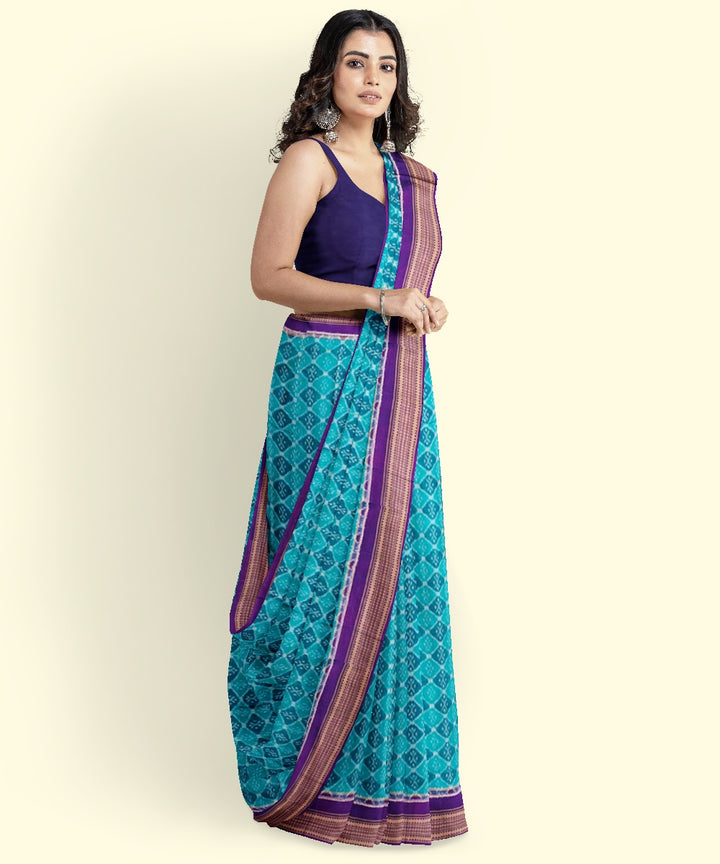 Rama green blue cotton handwoven sambalpuri saree