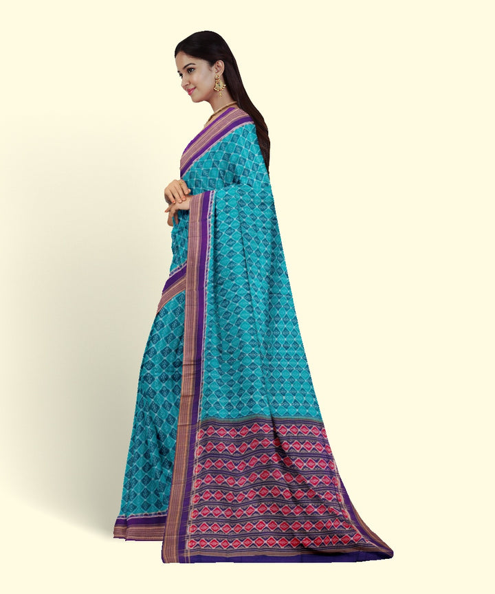 Rama green blue cotton handwoven sambalpuri saree