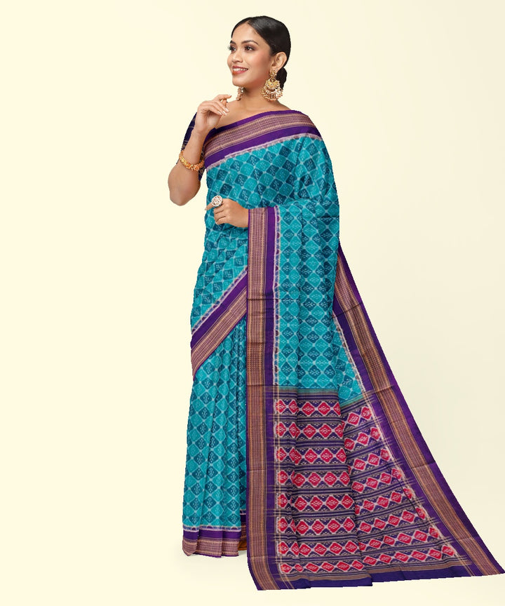 Rama green blue cotton handwoven sambalpuri saree