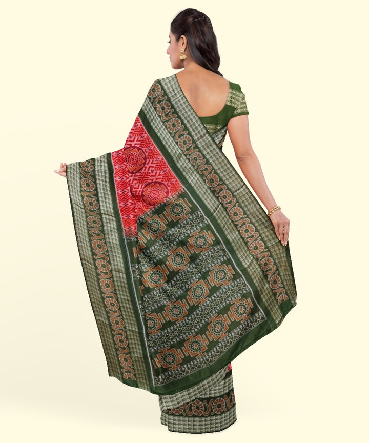 Rust mehendi cotton handwoven sambalpuri saree