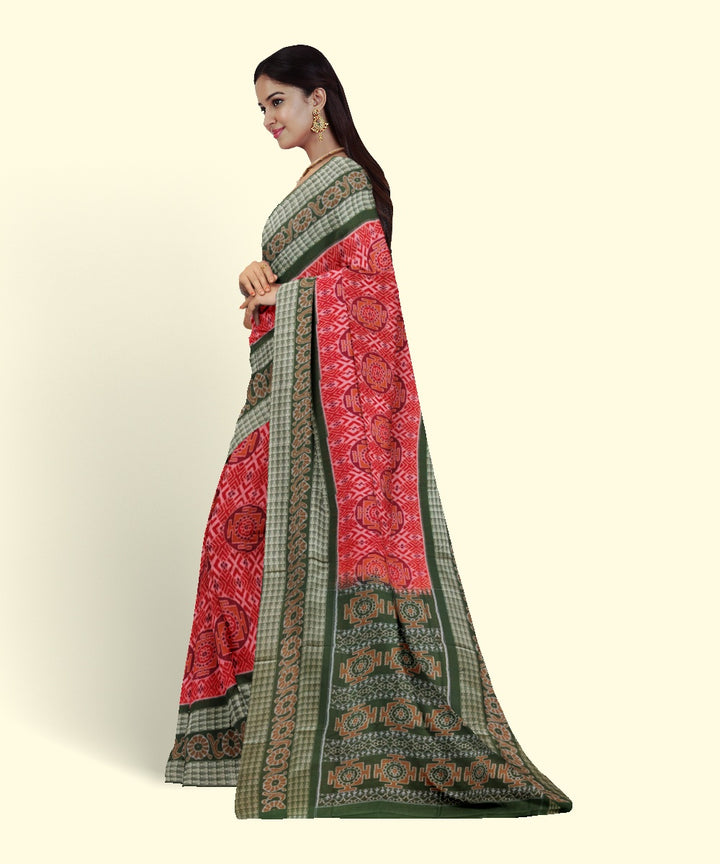 Rust mehendi cotton handwoven sambalpuri saree