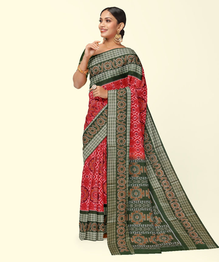 Rust mehendi cotton handwoven sambalpuri saree