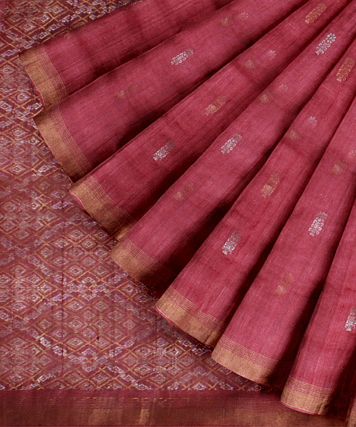 Red gold zari tussar silk handwoven chattisgarh saree