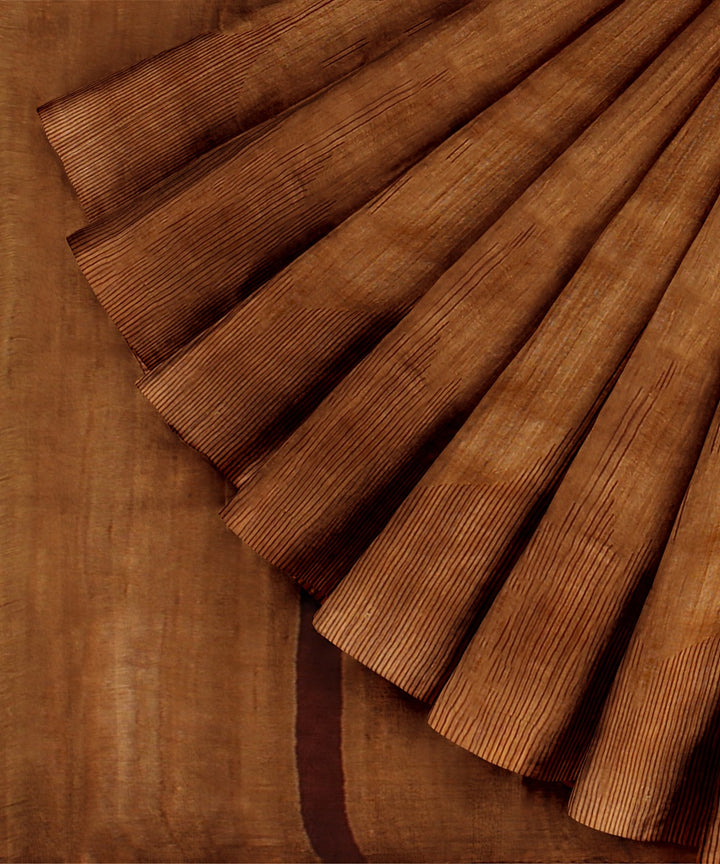 Sand brown tussar silk handwoven chattisgarh saree