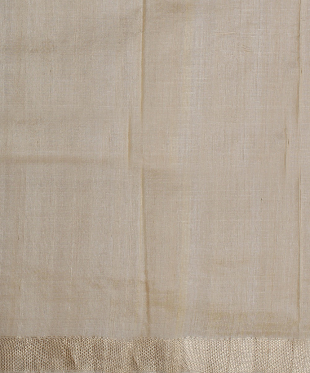 Beige gold zari chattisgarh tussar silk handwoven saree