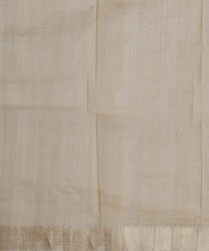 Beige gold zari chattisgarh tussar silk handwoven saree