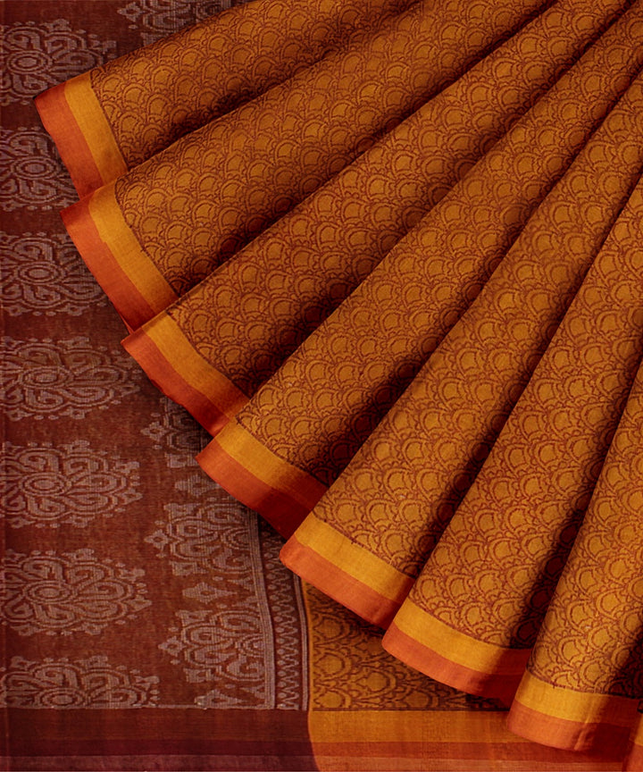 Mustard tussar silk handwoven chattisgarh saree