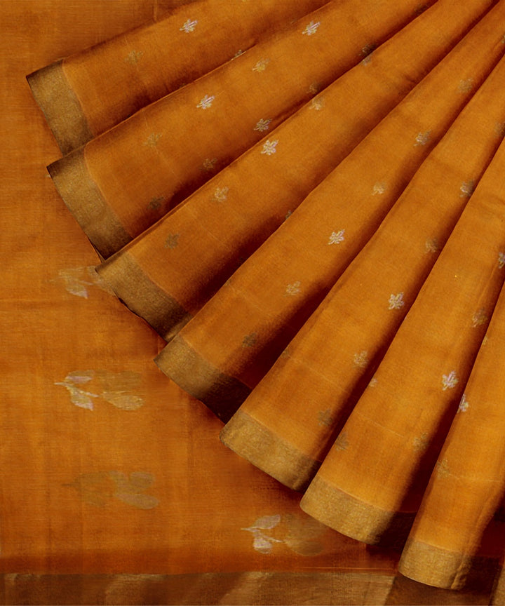 Yellow gold zari tussar silk handwoven chattisgarh saree