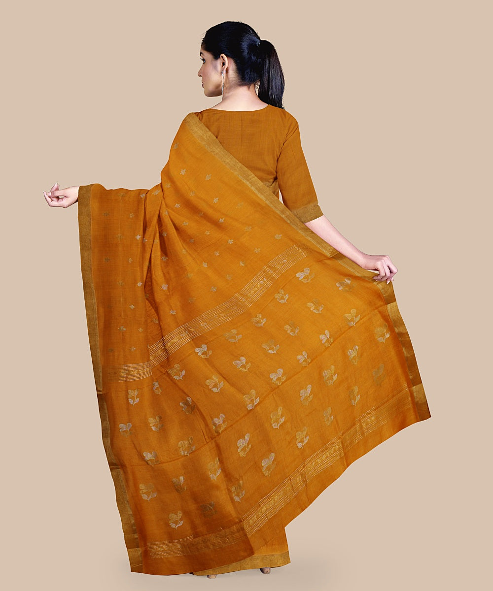 Yellow gold zari tussar silk handwoven chattisgarh saree
