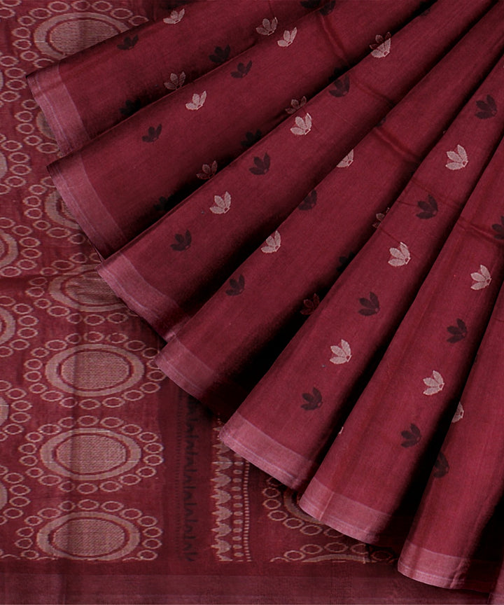 Maroon beige tussar silk handwoven chattisgarh saree