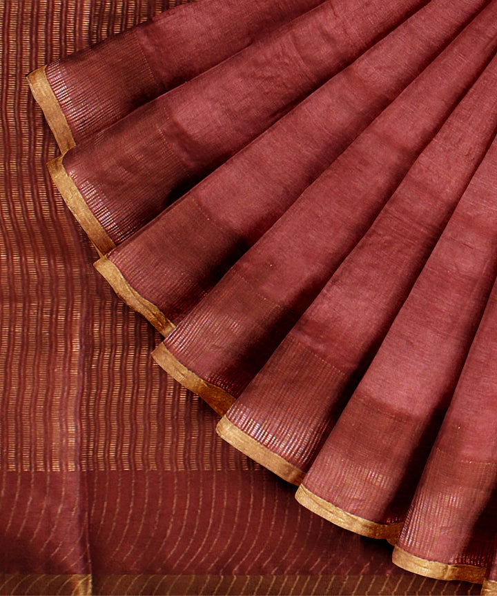 Maroon gold zari tussar silk handwoven chattisgarh saree