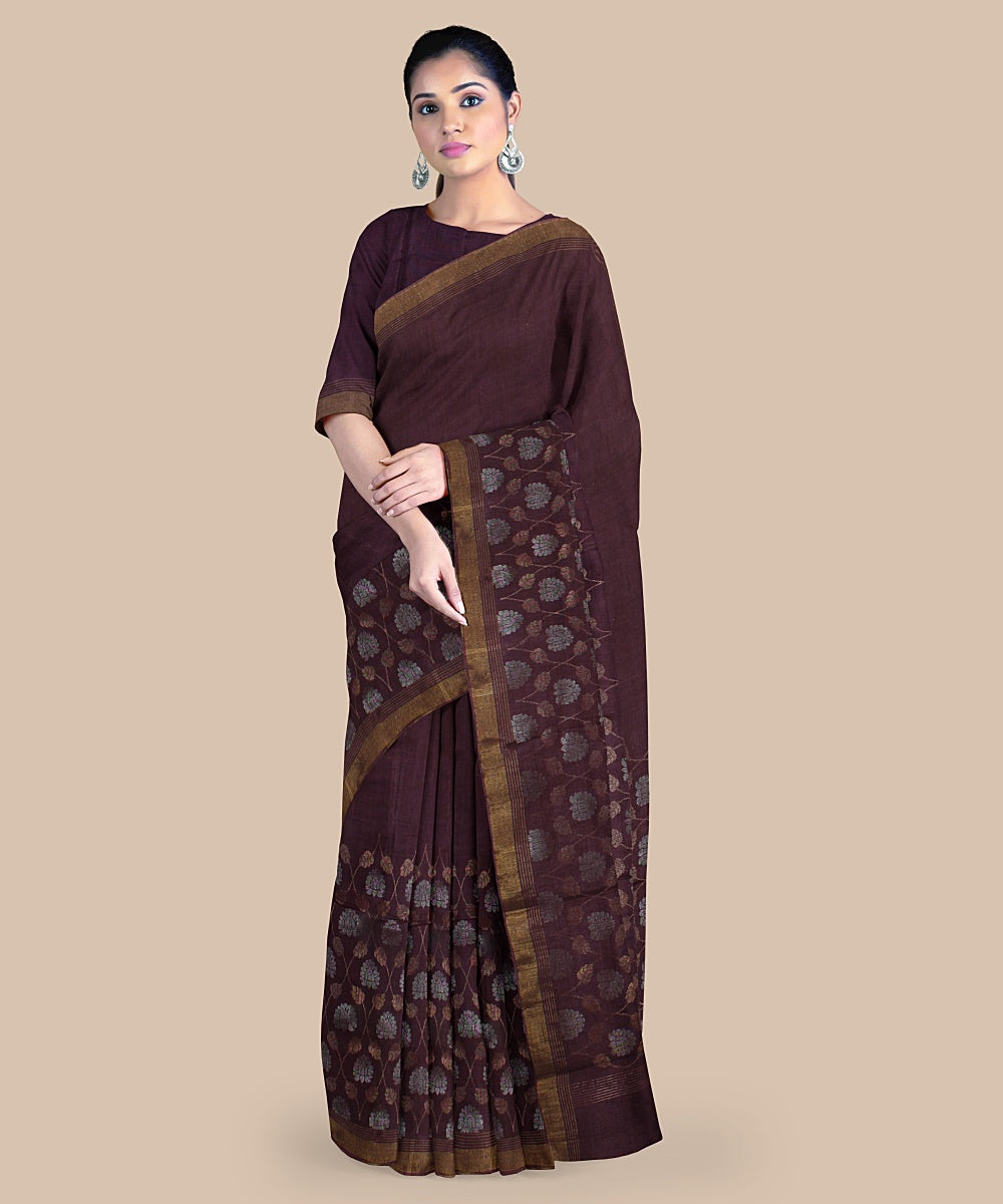 Grape zari tussar silk handwoven chattisgarh saree