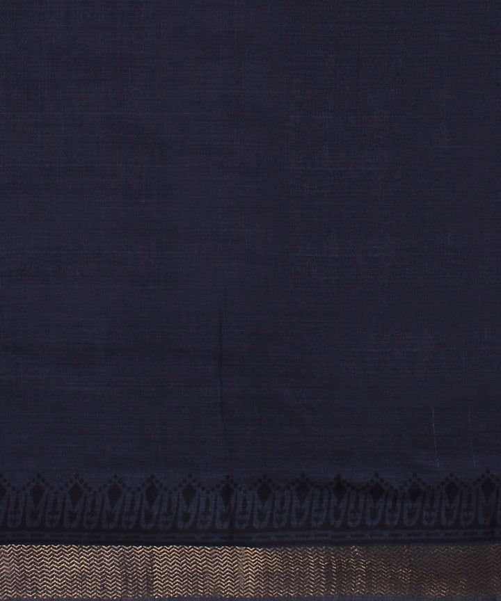 Grey black tussar silk hand printed chattisgarh saree