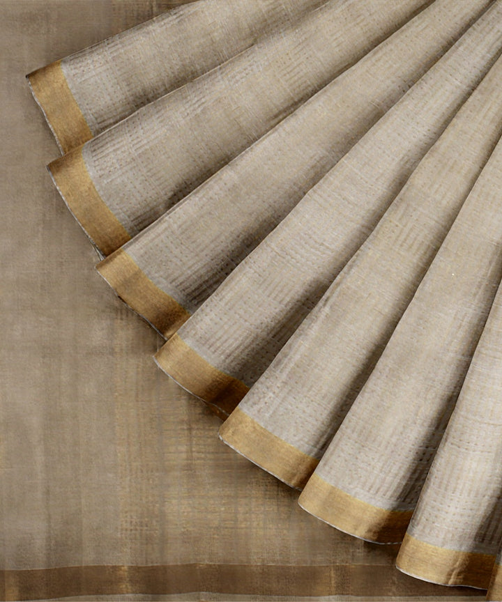 Off white gold zari tussar silk handwoven chattisgarh saree