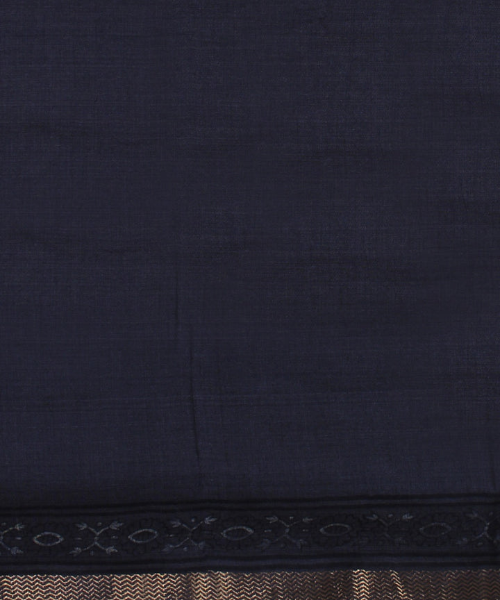 Grey beige black tussar silk hand printed chattisgarh saree