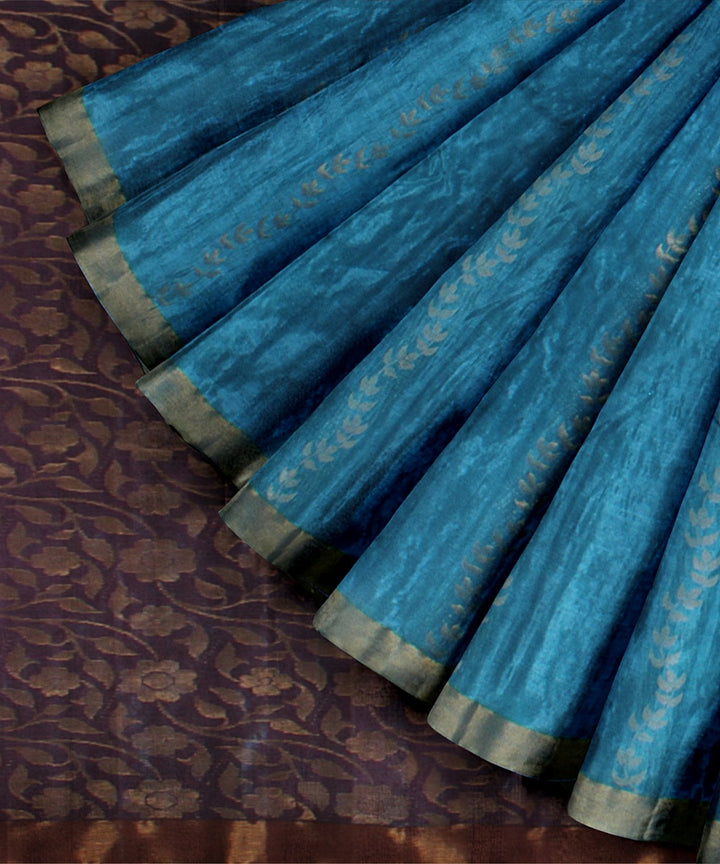 Rama green deep maroon tussar silk handwoven chattisgarh saree