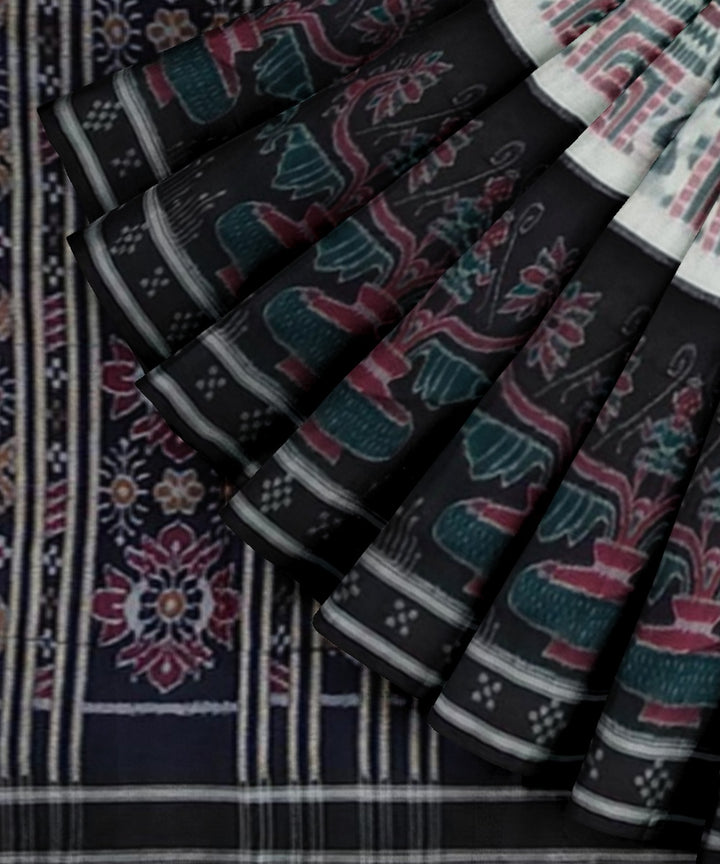 White black cotton handwoven sambalpuri saree
