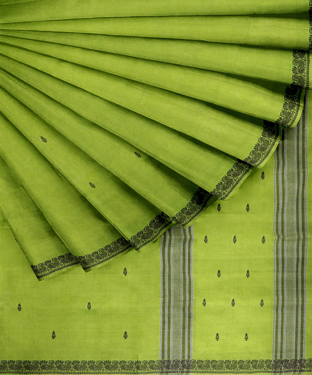 Lime green cotton handwoven bandar saree