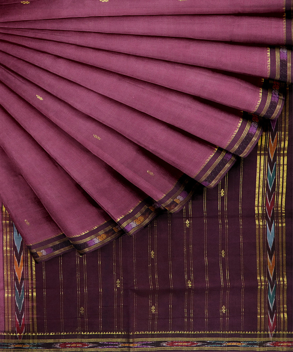 Violet purple cotton handwoven bandar saree