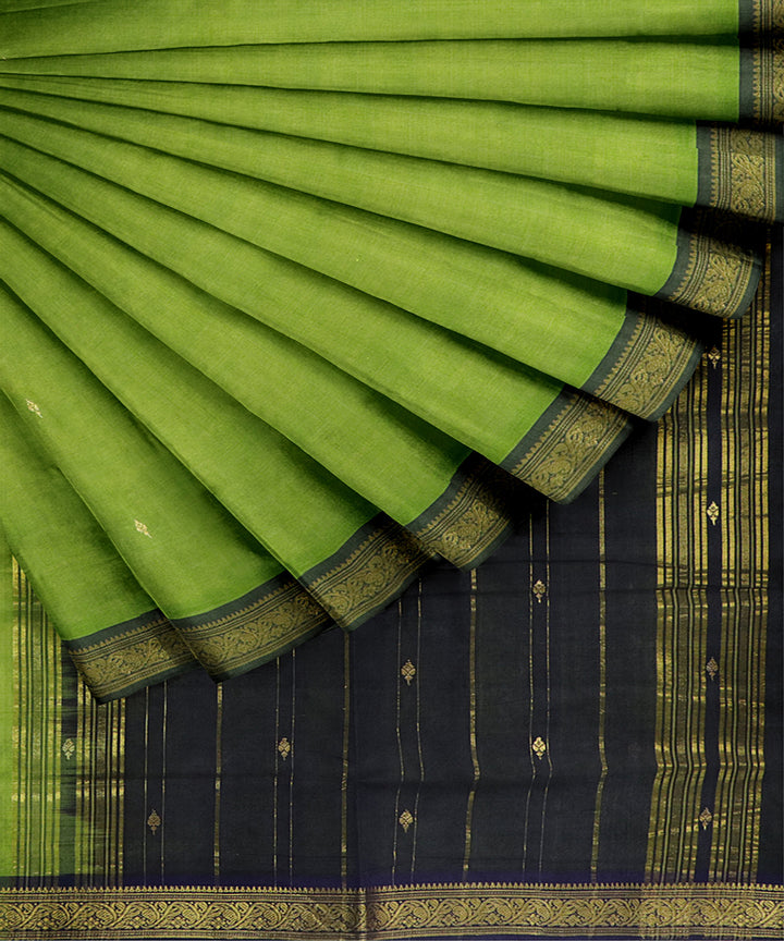 Light green cotton handwoven bandar saree