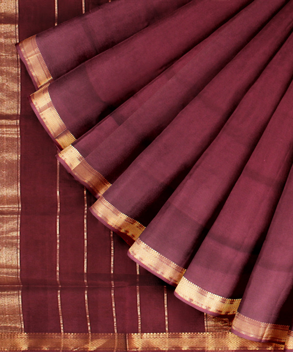 Maroon maheshwari cotton silk handloom saree