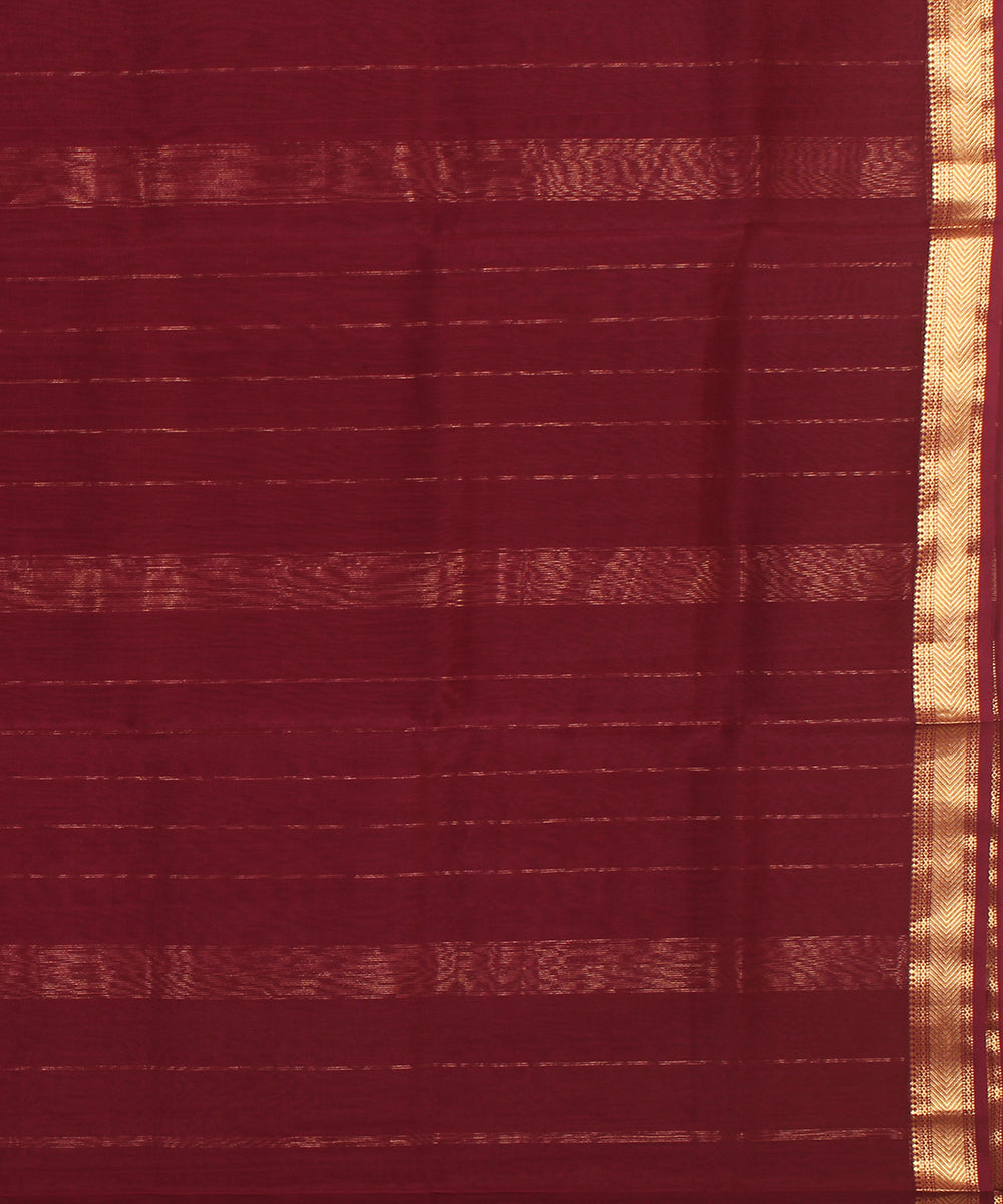 Maroon maheshwari cotton silk handloom saree