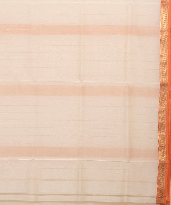 Offwhite orange maheshwari handloom cotton silk saree