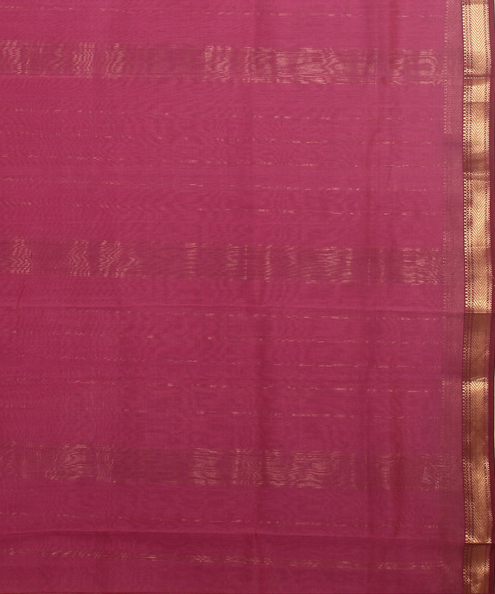 Deep pink maheshwari handloom cotton silk saree