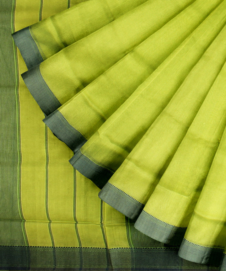 Light green handloom maheshwari cotton silk saree