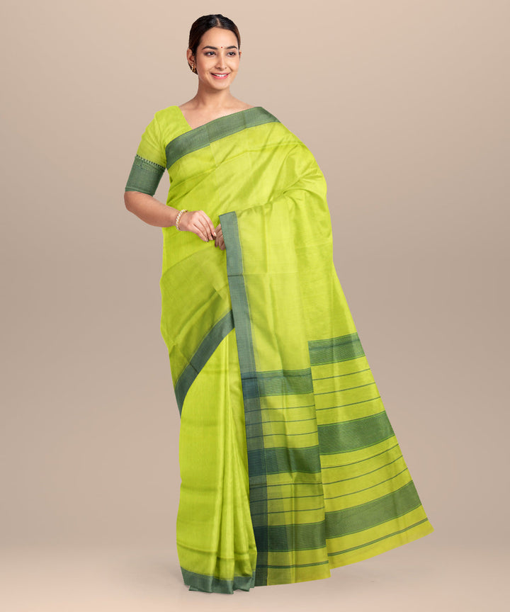 Light green handloom maheshwari cotton silk saree