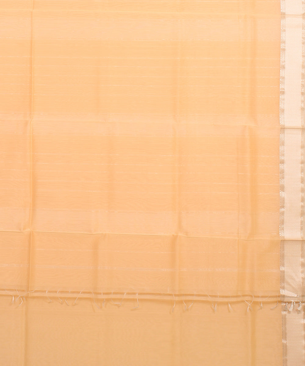 Pastel orange maheshwari handloom cotton silk saree