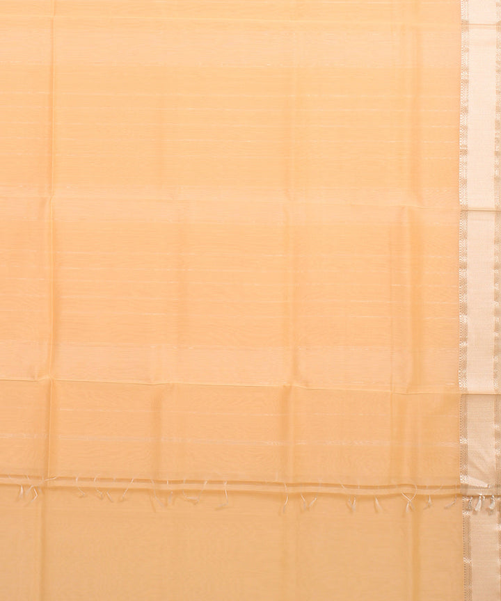 Pastel orange maheshwari handloom cotton silk saree