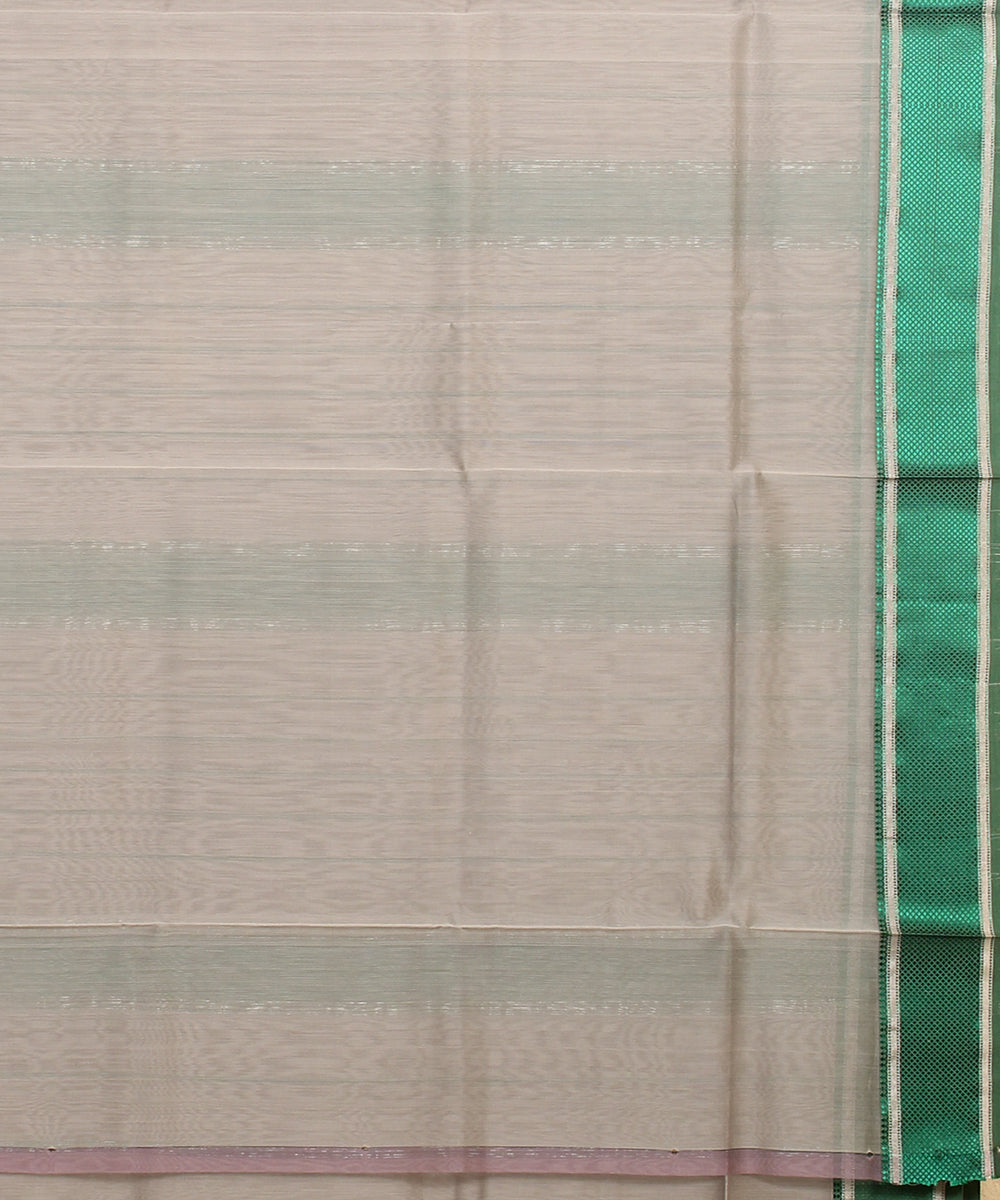 Grey green maheshwari handloom cotton silk saree